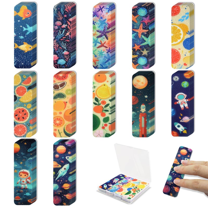TOEMUR 48 Pieces Anxiety Sensory Stickers with Storage Box - Calming Stickers with 2 Textured Stickers for Adults & Teens Desk Fidget - Sensory Strips - Teacher Must Haves (Cartoon) - Image 1